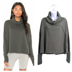 Free People We The Free Cozy Time Funnel Neck Pullover Sweater Moss Green Soft M